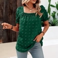 thumbnail image 3 of Birdeem Womens Summer Solid Color Short Sleeve Dot Tops Square-Neck Chiffon T-Shirts Blouse, 3 of 6