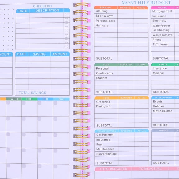 OUNONA Portable A5 Monthly Expense Tracker Budget Planner Notebook for Household Financial Management and Personal Budgeting Tool