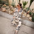 thumbnail image 2 of AURA Women Satin 2 Piece Outfit Printed Long Sleeve Top and Pants, Loose Casual Set S-XXXL, 2 of 8