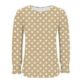 thumbnail image 4 of Miluxas Womens Casual Long Sleeve T-Shirts Round Neck Polka Dot Print Tops Trendy Loose Fit Blouses Khaki S(S), 4 of 6
