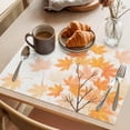 thumbnail image 3 of Orange Maple Leaves Placemats Set of 6 Fall Watercolor Plants Branches Place Mats Indoor Wipeable Table Mats Washable Cloth Dining Table Placemats for Kitchen Holiday Party Home Decor 13x19 Inch, 3 of 9