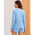 thumbnail image 5 of Ekouaer 3 Piece Waffle Knit Lounge Set for Women, Long Sleeve and Cami Top with Shorts Pajama Sets for All Seasons, 5 of 6