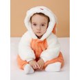 thumbnail image 4 of Diconna Infant Baby Fuzzy Bunny Costume Long Sleeve Hood Coat Button Down Warm Rabbit Romper, 4 of 9