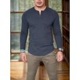 thumbnail image 3 of SANOPY Mens Henley Shirts Long Sleeve Fashion Tee Shirts Slim Fit 4 Buttons T-Shirts Casual Basic Pullover Top, 3 of 5