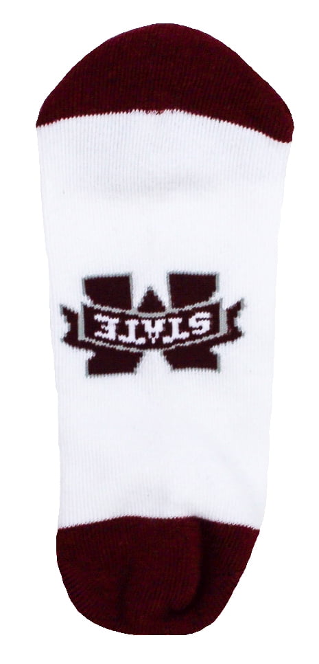 Mississippi State Bulldogs White No Show Footie Sock - Donegal Bay - Unisex - One Size - No-Show