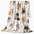 thumbnail image 2 of Happy Spitz Dogs Hearts Scene, Playful Pet Portrait Pattern, Warm Flannel Blanket for Living Room and Bedroom with Detailed Artwork, Dog Lovers Halloween Gift, Pet Lover Home Decor, 2 of 9
