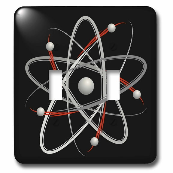 3dRose, Atom Symbol on black bacground, double toggle switch