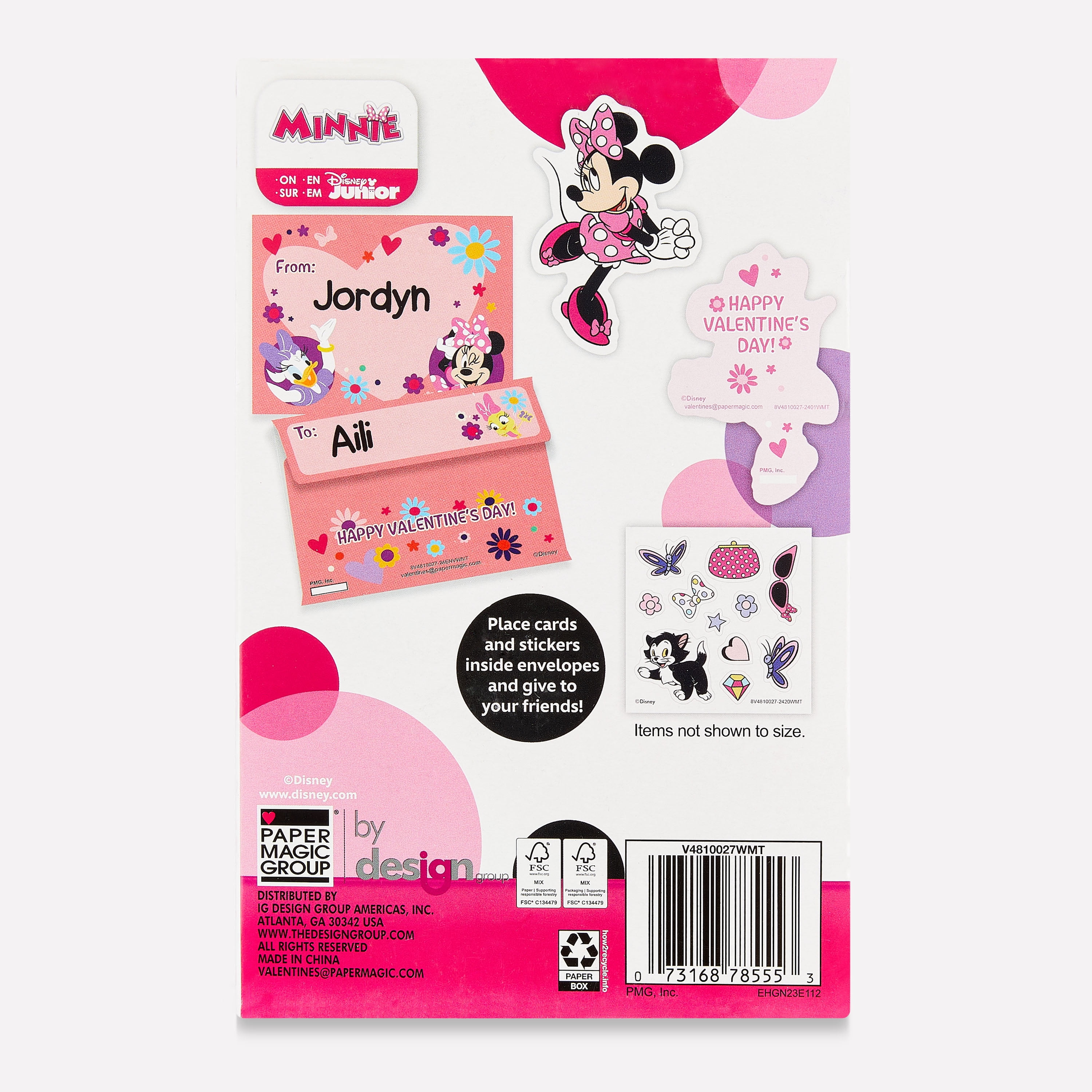 Minnie Mouse Valentine Greeting Card Set with Sticker Activity, Exchange,  Pink, Paper, 16 Count