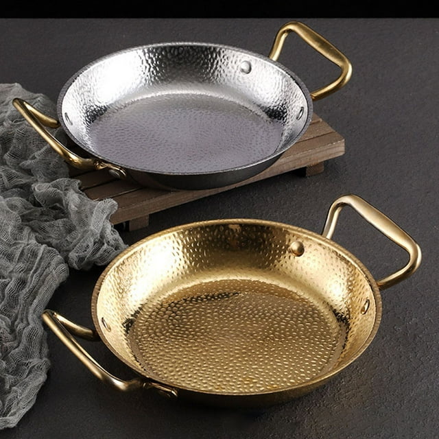 Homoyoyo 1Pcs Cooking Pot Paella Pan Stainless Steel Flat Bottomed Multi Function Easy to Clean for Home Kitchen Use