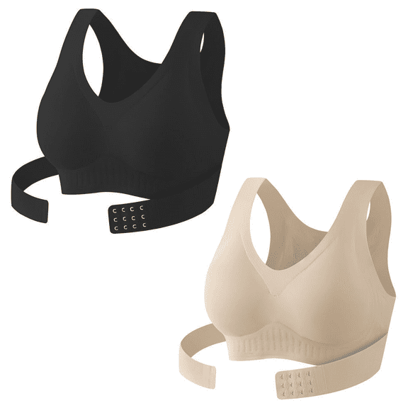 Nooxsoe Posture Corrector Bras Posture Soft Everyday Wide Straps for Women Support Bralettes Posture Correcting Front Closure Bras Full Coverage Bralettes Women’s Bras A4-white S