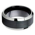 thumbnail image 2 of 10mm Tungsten Wedding Band Tungsten Carbide Black Tungsten Ring Shiny Edges Men and Women Comfort Fit, 2 of 3