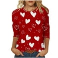 thumbnail image 2 of Gamivast Womens Valentines Shirt Plus Size 3/4 Sleeve Cute Heart Graphic Crew Neck Thsirts Holiday Loose Tunic Trendy Tops Cute Valentine 's Day Outfit, 2 of 6