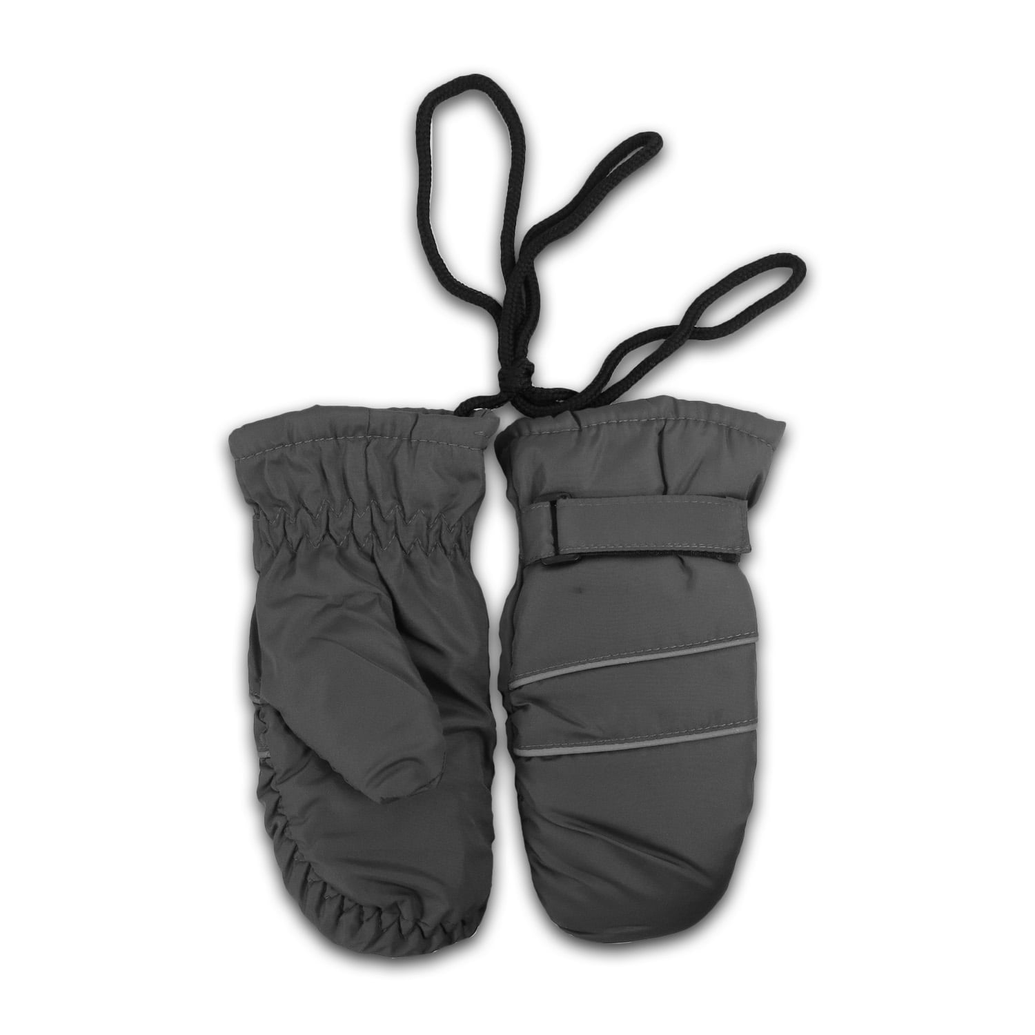 Children's Snow Sports Fleece Lined Waterproof Winter Mittens, Kids 4-7 years old (Black) by