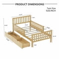 thumbnail image 5 of Cama de plataforma de madera de tamaño doble con barandillas en ambos lados y dos cajones de almacenamiento, 5 of 5