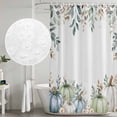 thumbnail image 5 of Green Blue Pumpkins Fall Shower Curtain, Waterproof Shower Curtains for Bathroom, Eucalyptus Leaves Thanksgiving Botanical Washable Fabric Bathtub Curtain Set Bath Decor with 12 Hooks 48"x72", 5 of 8