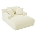thumbnail image 2 of Noble House Rhydian Oversized Corduroy Chaise Lounge with Cushions, Ergonomic Design, Indoor Use, White, 2 of 5