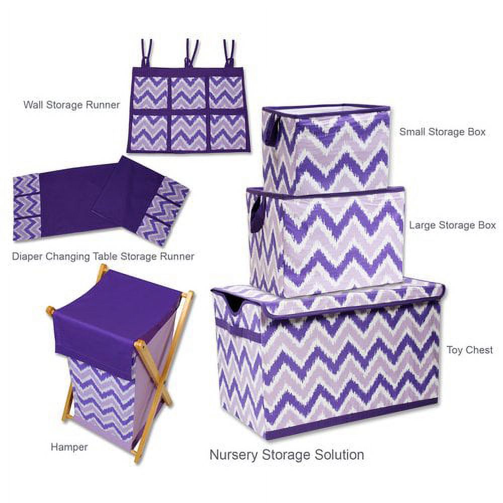 Bacati - MixNMatch Purple Zigzag Cotton Percale Fabric covered Storage, Toy Chest, 24.5 L x 15 W x 14 H inches