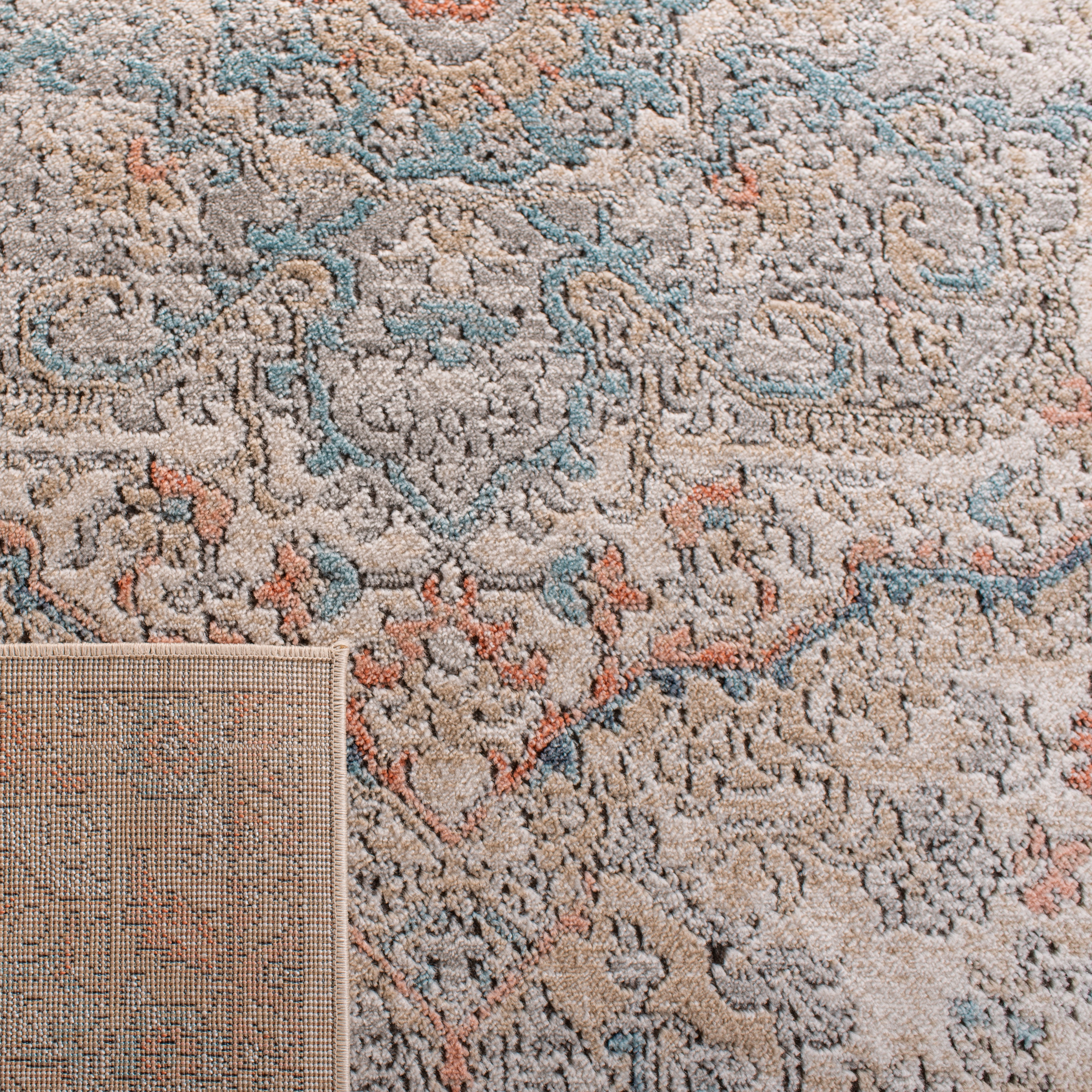 SAFAVIEH Oregon Seachlann Floral Bordered Area Rug, 4' x 6', Grey/Blue