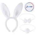 thumbnail image 3 of LUOEM - Juego de 3 diademas con orejas de conejo para niños y adultos, con lazo y cola, para disfraz de fiesta de cosplay (blanco), 3 of 4