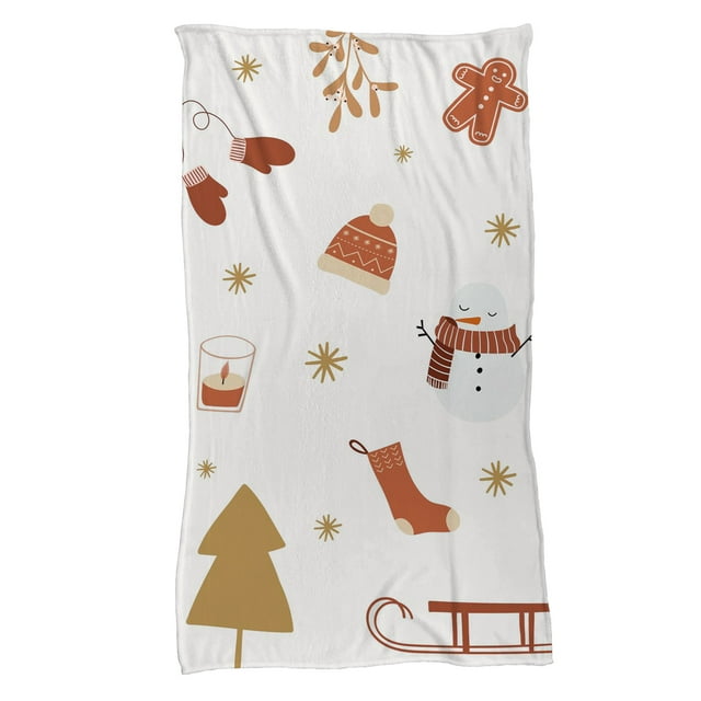 Cobija Manta Frazada Juana Gallo Diseño de Navidad Blanco Ultra Suave y ligera