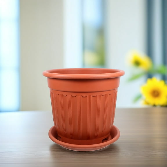 OATIPHO Decorative Red Plastic Flower Pot Indoor Plant Planter for Balcony and Garden