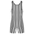 thumbnail image 4 of Haitryli Men's Wrestling Singlet Boxer Shorts Jumpsuit Round Neck Tank Bodysuit Rompers Activewear Black&White XL, 4 of 7