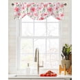 thumbnail image 4 of Tie Up Valance Curtain for Kitchen,Spring Watercolor Pink Flowers Leaves Rod Pocket Short Curtains Adjustable Tie-Up Shade Valances,Spring Botanical Window Treatment for Bathroom Bedroom, 4 of 7