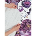 thumbnail image 4 of Gothic Reversible Bedspread Set, Day of Dead Sugar Skull Lady in Flower Wreath Print Latin American Style, Pillow Shams & Comforter Microfiber Bedding Set, 3 Sizes, Pale Purple Green, by Ambesonne, 4 of 4