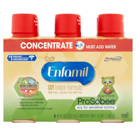 Enfamil Prosobee 6-8oz Conc Bottles