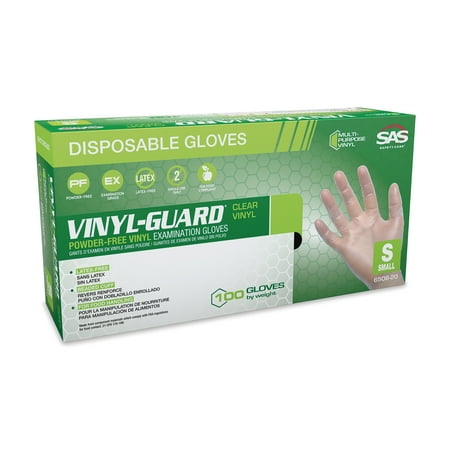 

SAS Safety Vinyl-Guard Vinyl Disposable Examination Gloves - Small Pkg of 100