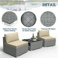 thumbnail image 5 of EAGLE PEAK 3 Piece Outdoor Armless Wicker Sofa Set with Removable Cushions and Coffee Table, Light Blue, 5 of 10