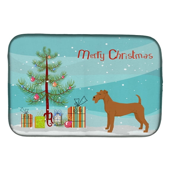 Irish Terrier Christmas Tree Dish Drying Mat