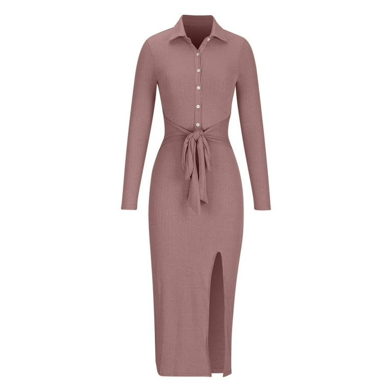 chinese dress ladies CARCOS Plus Size Dress for Curvy Women Button Up Henley Neck Long Sleeve  Sweater Dresses with Pocket Solid Blue XL 14W 16W at Amazon Women's Clothing  store main image 0