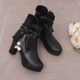 thumbnail image 5 of Ozmmyan Fall Winter Lace Bow Tassel Beaded Lorita Thick Heels Women's Short Boots Womens Work Shoes, 5 of 7