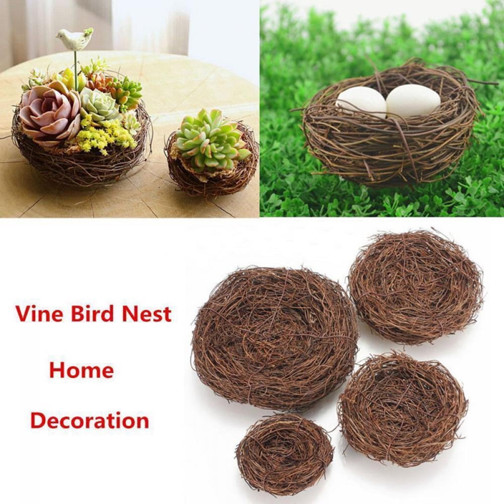 Fake Bird Nest Handmade Rattan Plaited DIY Craft House Home Garden Decoration 