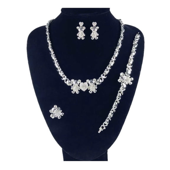 JoeytheJewelryNY HUGS &KISSES xo double teddy bear silver color gold Plated #178