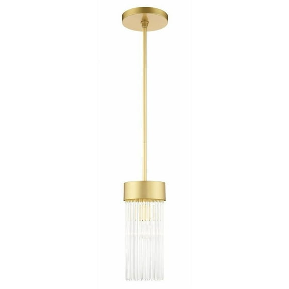 1 Light Chandelier in Modern Style 7 inches Wide By 22 inches High-Soft Gold Finish Bailey Street Home 218-Bel-4188837