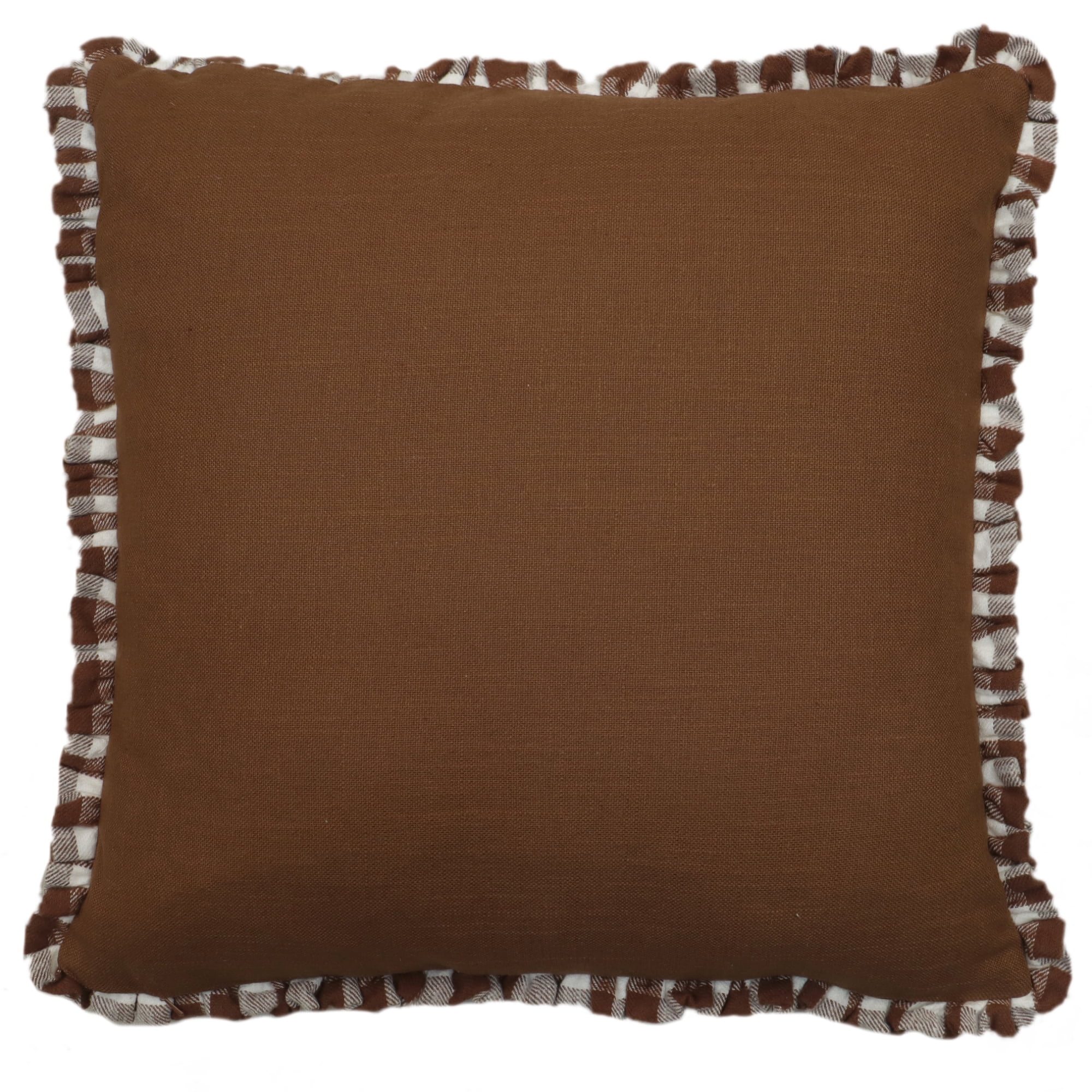 The Pioneer Woman Woven Gingham with Ruffle Pillow - Brown