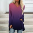 thumbnail image 2 of gakvbuo Tunics Tops For Women To Wear With Leggings Casual V Neck Sweatshirt Solid Color Long Fit Pullover Shirts Loose Long Sleeve Blouse Tshirt, 2 of 5