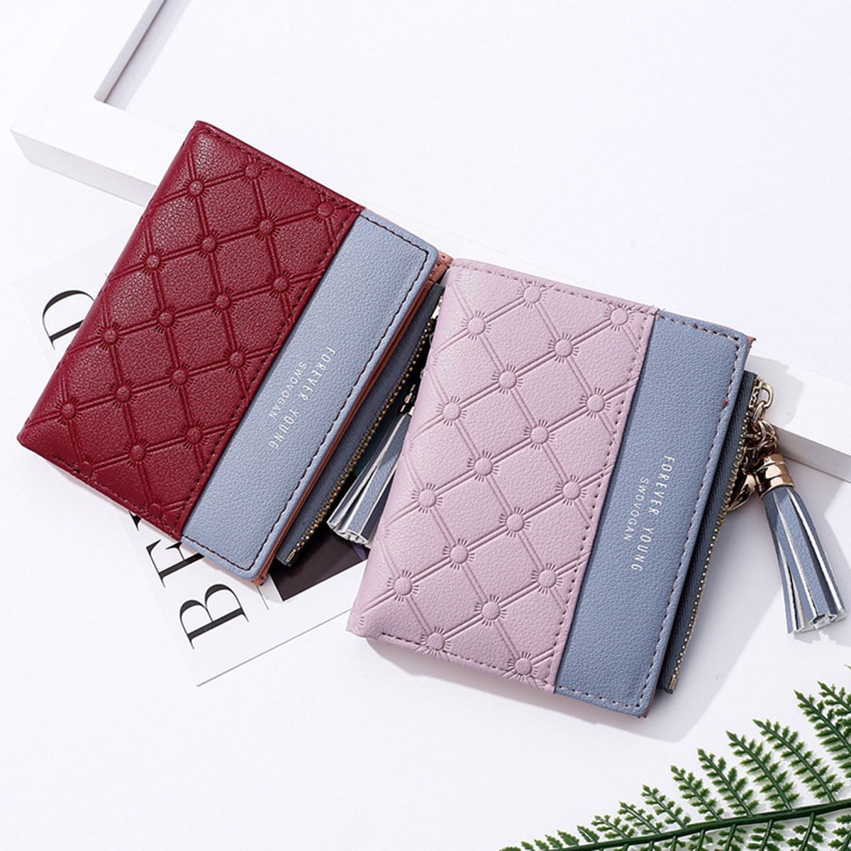 QWZNDZGR NEW Solid Color Small Wallets Soft PU Leather Coin Mini Wallet  Ladies Fashion Brand Zipper Designer Card Holder Purses Female