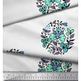 thumbnail image 3 of Soimoi Modal Satin Fabric Leaves & Floral Block Fabric Prints by Yard 42 Inch Wide, 3 of 3