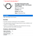 thumbnail image 2 of Rear Right Parking Brake Cable - Compatible with 2008 - 2016 Chrysler Town & Country 2009 2010 2011 2012 2013 2014 2015, 2 of 2