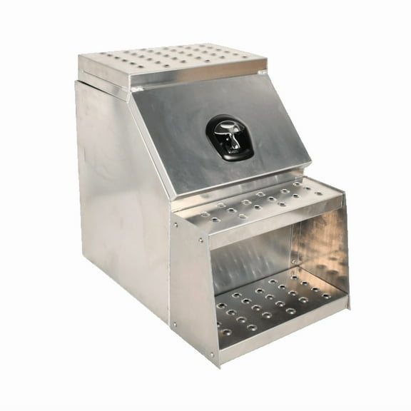 Aluminum Side Mount Semi Truck Tool Box with Saddle Step&Lock Key 25"x28"x18"