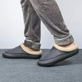 thumbnail image 5 of Needbo Men's Moccasin Slippers Fleece Fuzzy Lined House Shoes with Memory Foam Non-slip Rubber Sole, Dark Grey Size 11-12, 5 of 7