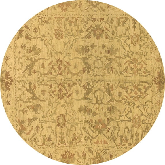 Ahgly Company Indoor Round Oriental Brown Traditional Area Rugs, 4' Round