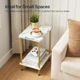 thumbnail image 4 of End Table, Small Side Table, Nightstand with 2-Layer Storage Shelves, Sofa Table for Small Spaces, Living Room, Bedroom, Stable Frame, Easy Assembly, Gold and Marble, 4 of 18