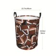 thumbnail image 2 of Bohemian Style Laundry Basket with Rugby and Football Patterns - Durable Polyester, Round Design with Handle, Freestanding Fabric Storage Basket, 2 of 7