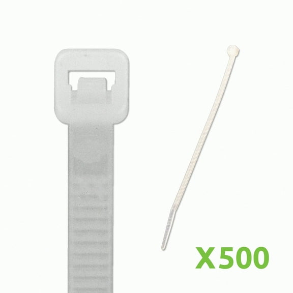 NavePoint 12 Inch Nylon Cable Wire Zip Tie 40 lbs - Natural White 500 Pack Lot Pcs Qty