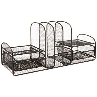 Safco Products Onyx Mesh - safco products 3263bl onyx mesh desktop organizer with 3 vertical sections/2 baskets, black