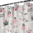 thumbnail image 3 of Unicorn Princess Castle Pattern Shower Curtain 36"x72" ,Bathroom Decorative Shower Curtains Set with 12 Hooks,Modern Waterproof Washable Shower Curtain, 3 of 6